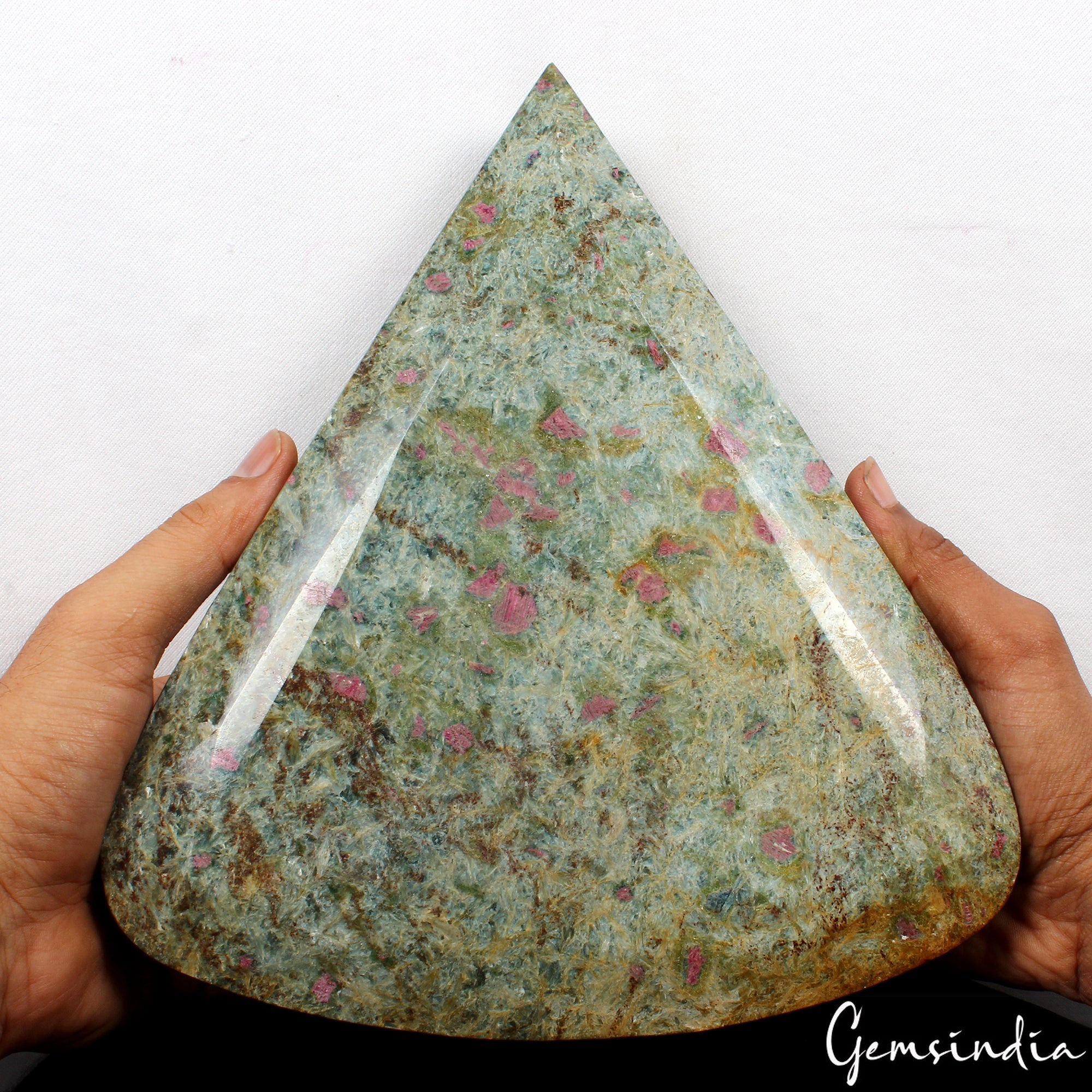 Large 6.2 kilo Natural Huge Green Blue Ruby Fuchsite Pear Cut Untreated Gemstone