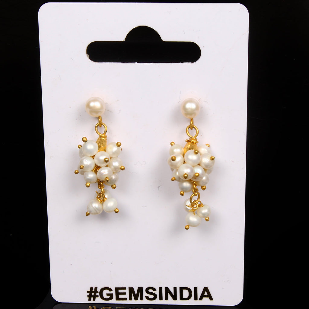 28.40 Ct Natural Freshwater Pearl Drop Dangler Earrings 1.25" for Christmas Gift