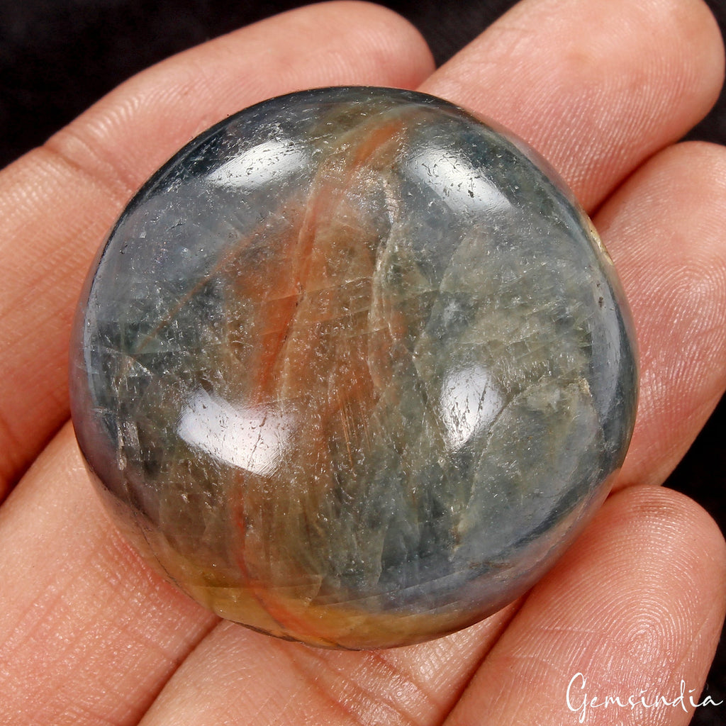 Certified 390 Ct Natural Brown Blue Sapphire W/Red Marks Round Cabochon Gemstone