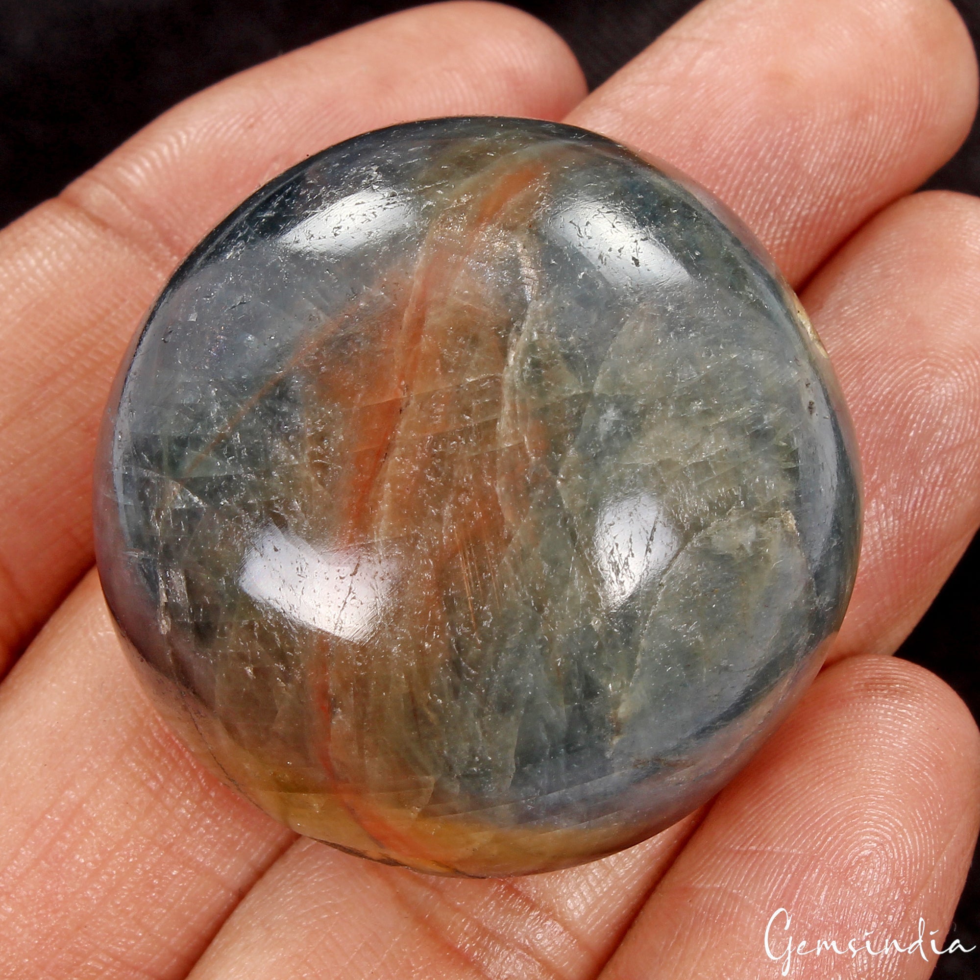 Certified 390 Ct Natural Brown Blue Sapphire W/Red Marks Round Cabochon Gemstone