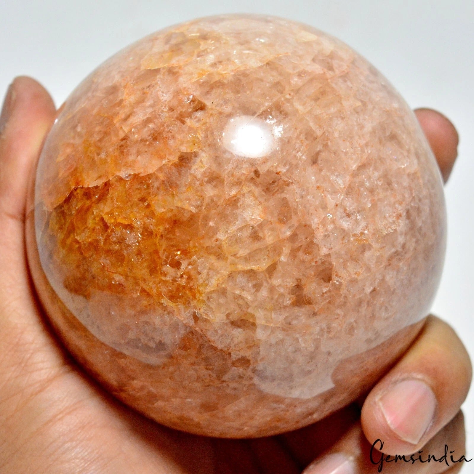 0.97 Kilo Natural Yellow Peach Aventurine Healing Crystal Huge Gem Sphere 3.5"