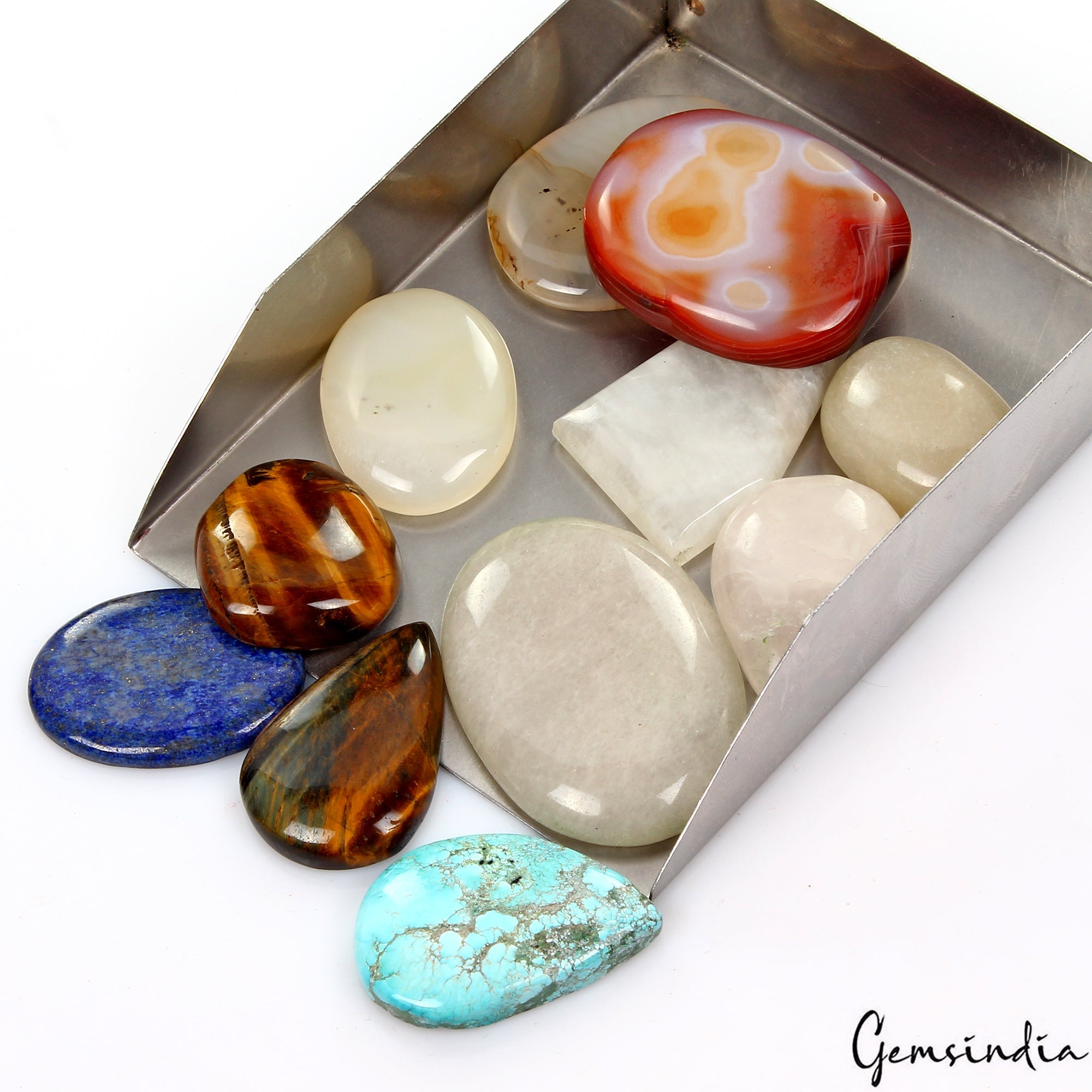 11 Pc Natural Multi Gemstones Mix Cabochon Loose 30-50mm Gemstones Wholesale Lot