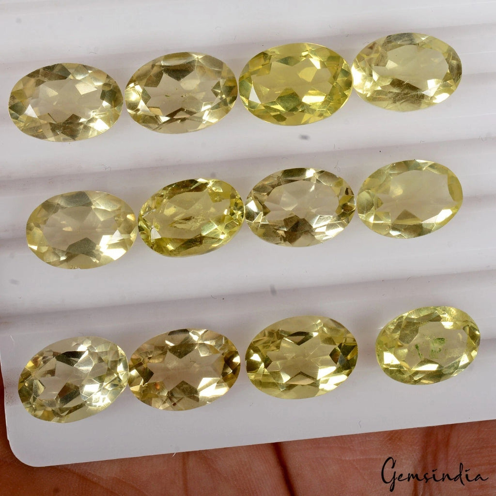 74 Cts/12 Pcs Natural Untreated Lemon Citrine Quartz Oval Loose Gem For Jewelry