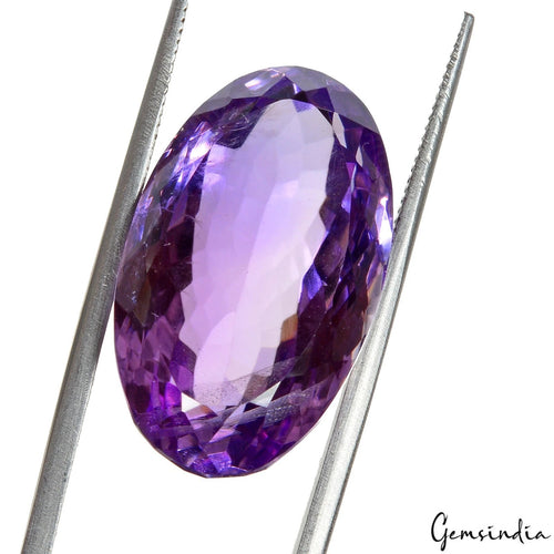 Amethyst Loose Gemstone, Oval Faceted, Untreated — 24x14x12 mm, 25.80 Ct, Brazil
