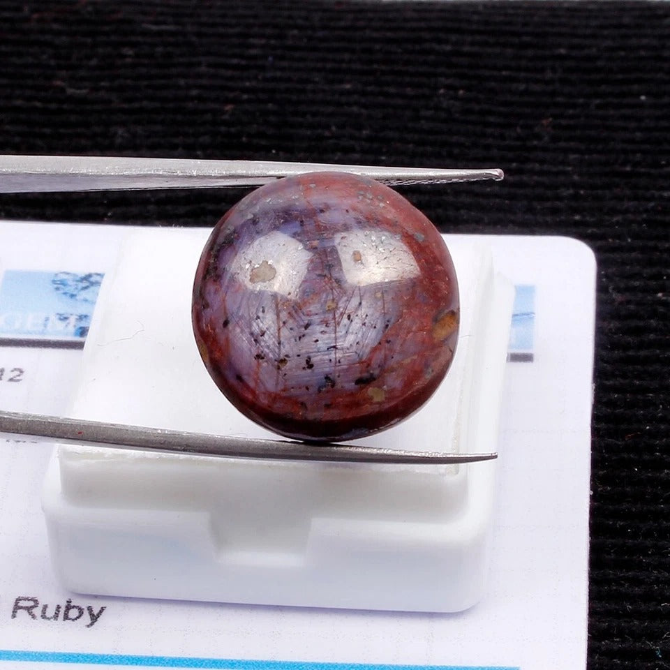 Certified 37.60 Ct Natural Unheated Red Star Ruby Round Cab Loose Rare Gemstone
