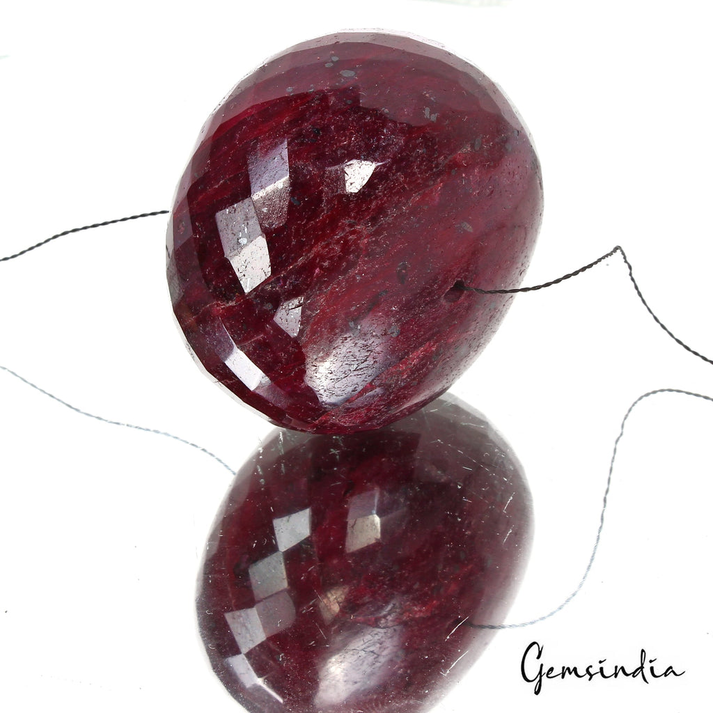 Large 700 Ct Natural Red Ruby Round Center Drilled Loose Bead Gems For Jewelry