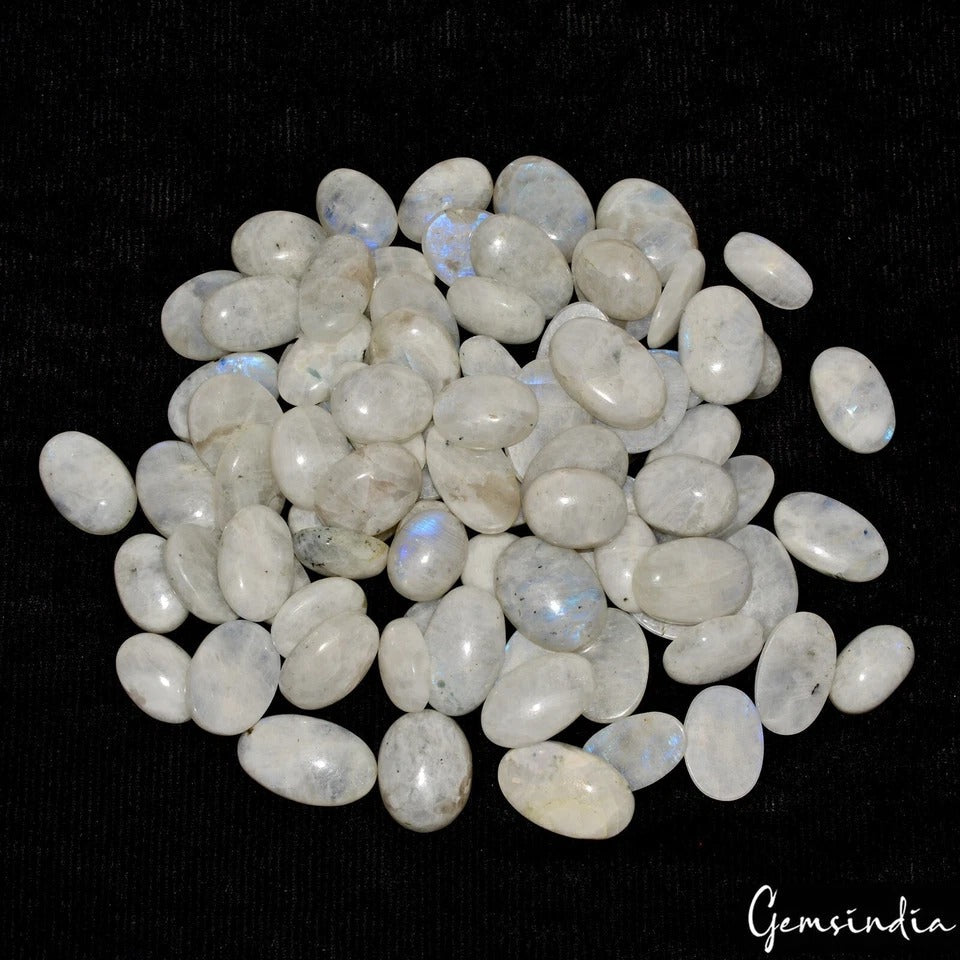 2500Ct/83 Pcs Natural Blue Shine Moonstone Mix Cab Loose Untreated Gemstones Lot