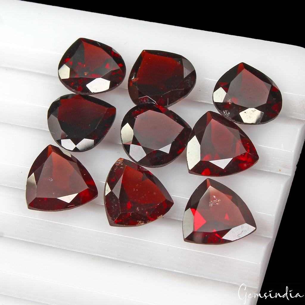 33.50 Cts/9 Pcs Natural Wine Red Rhodolite Garnet Trillion Calibrated 10mm Gems