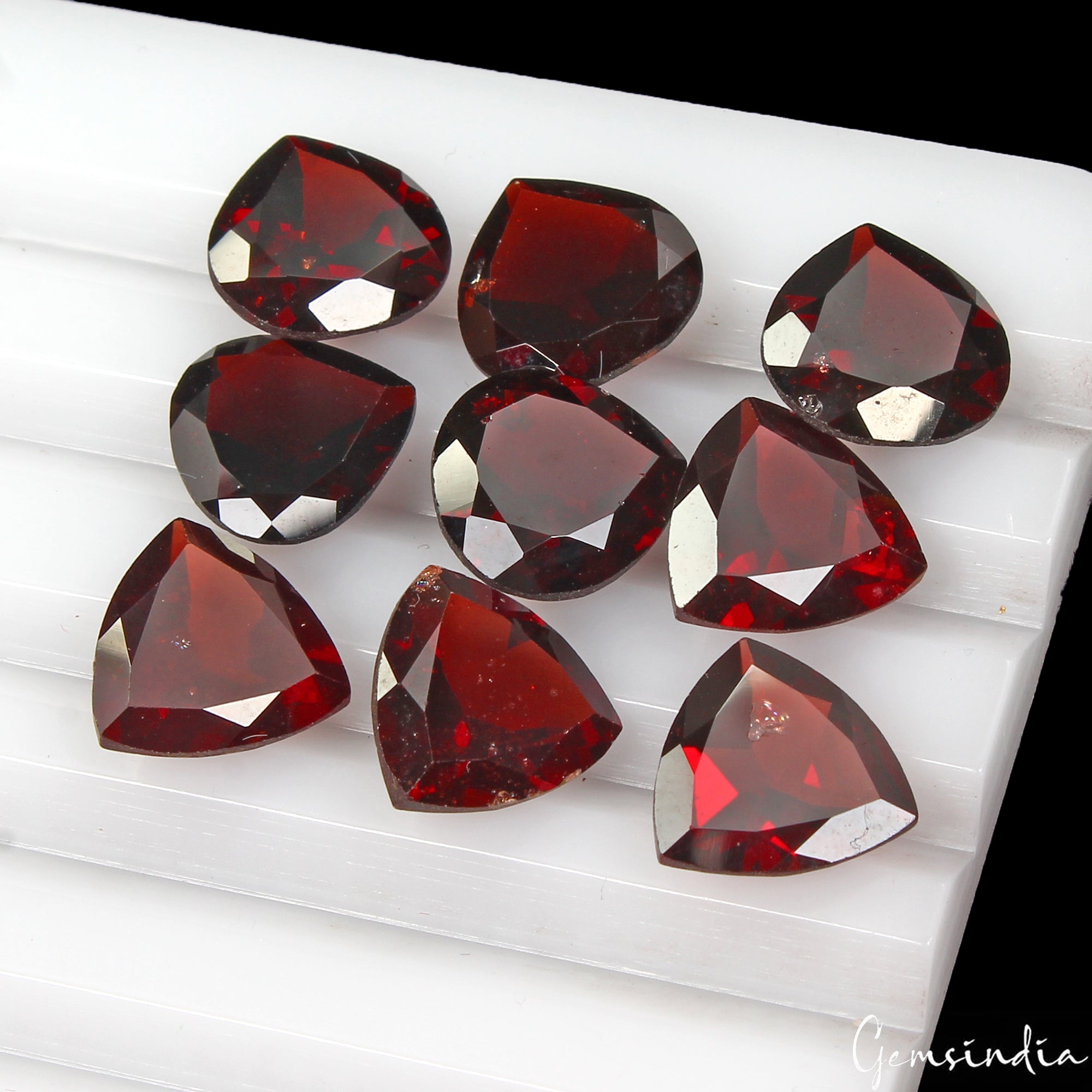 33.50 Cts/9 Pcs Natural Wine Red Rhodolite Garnet Trillion Calibrated 10mm Gems