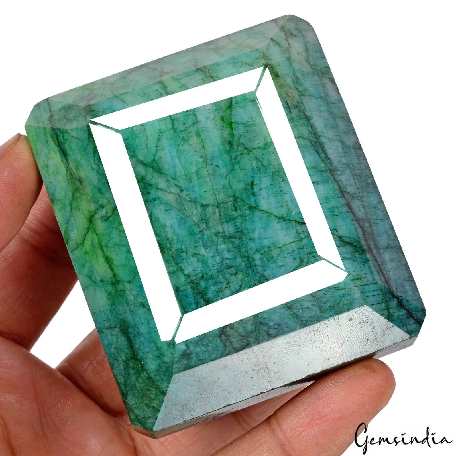 Certified 1900Ct Natural Brazilian Blue Green Emerald Octagon Cut Huge Loose Ge