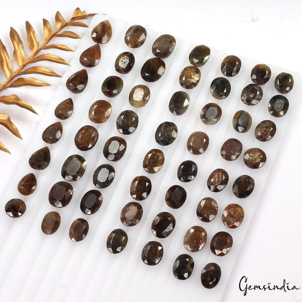 500 Cts/56 Pcs Natural Untreated Brown Sapphire Mix Cut Loose Gems For Jewelry
