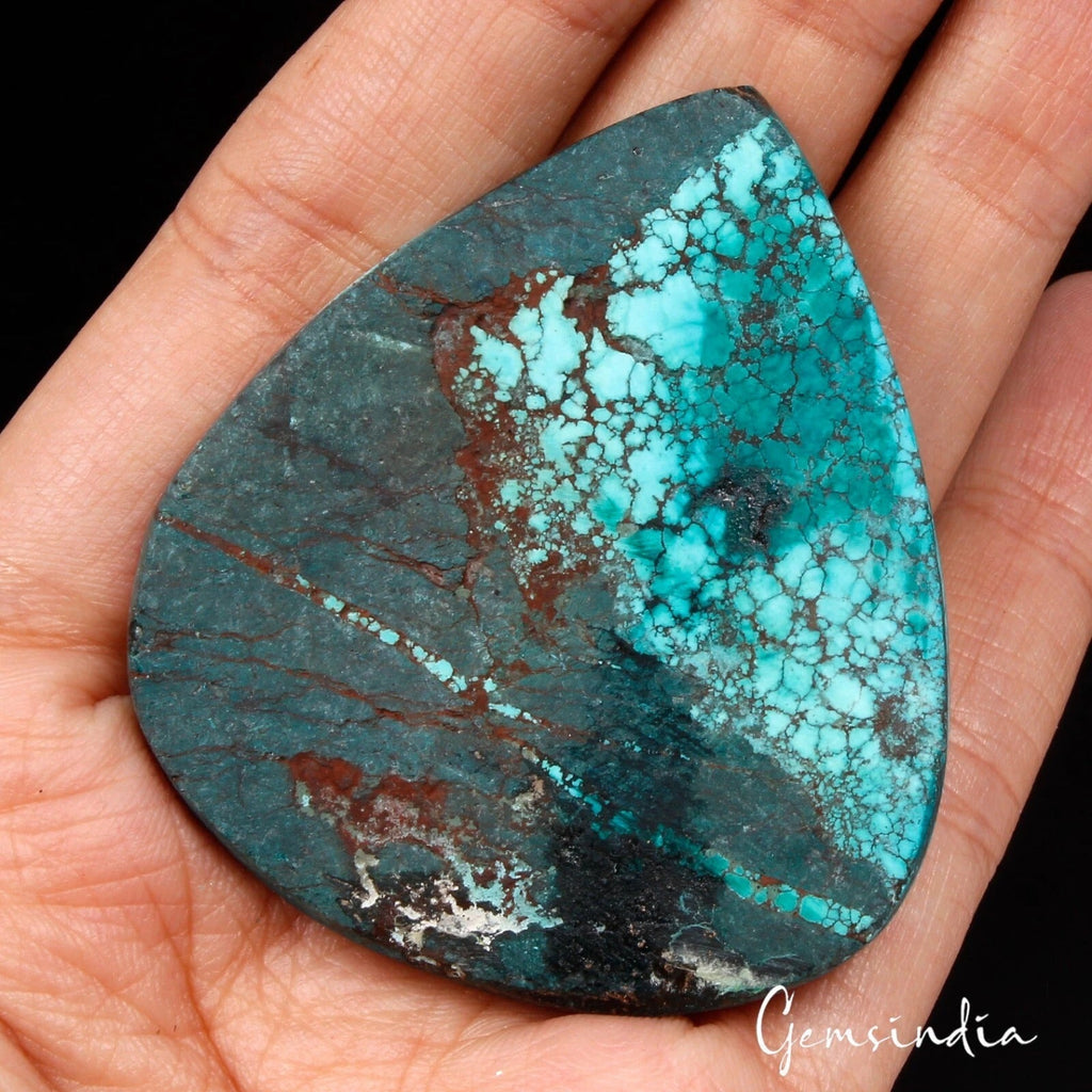 138.90 Cts Natural Arizona USA Spiderweb Blue Turquoise Pear Cab Huge Loose Gem