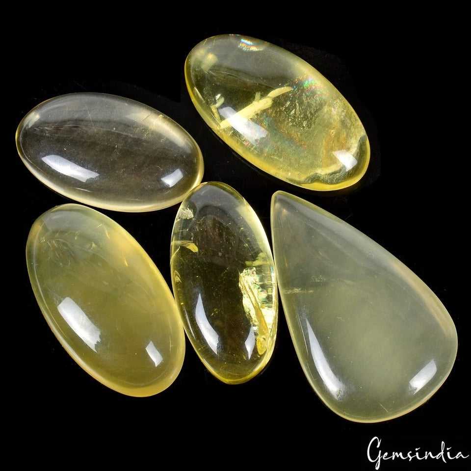 300 CtNatural Untreated Lemon Quartz Citrine Mix Cab Loose Gemstones For Jewelry