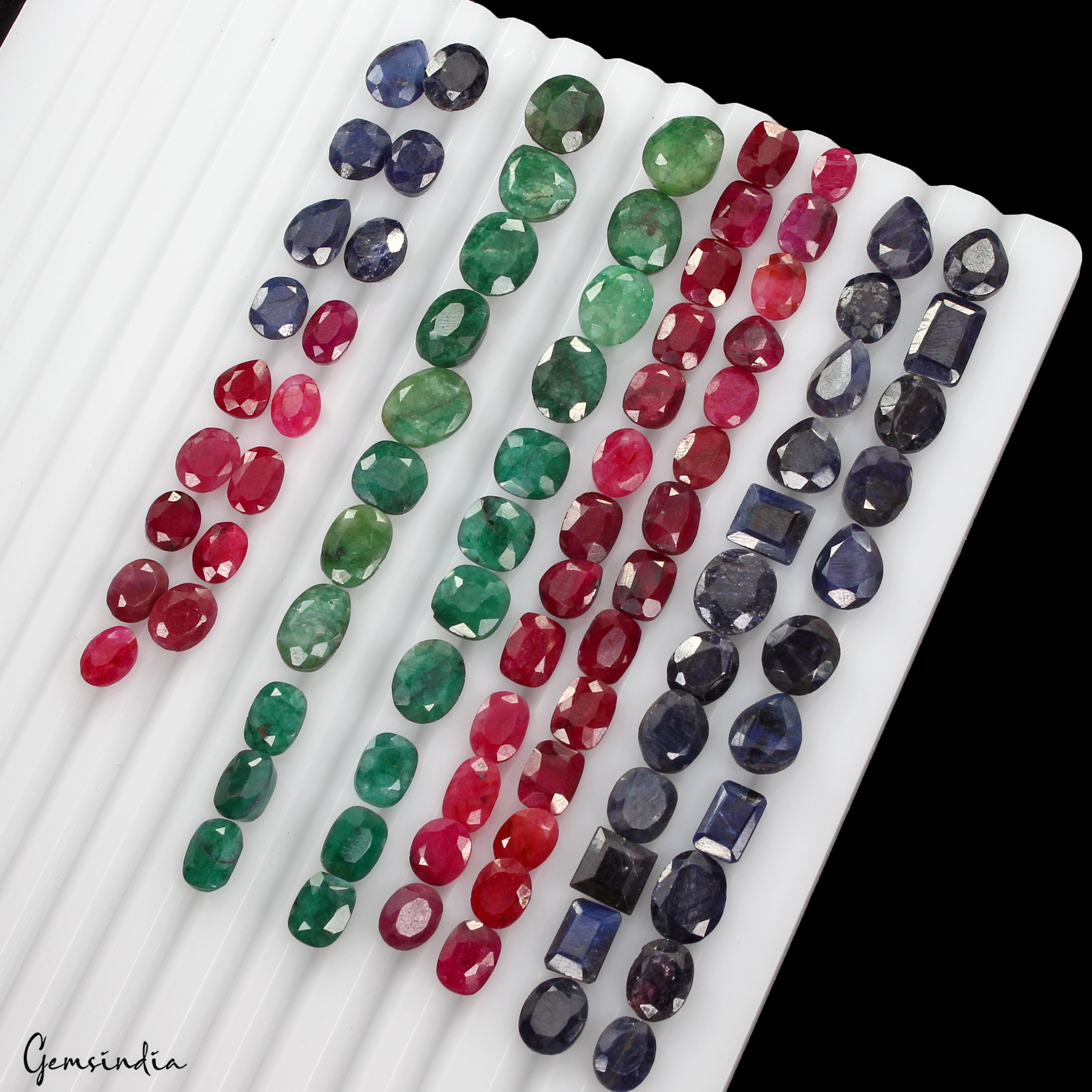 197 Ct/89P Natural Ruby Emerald & Sapphire Loose Mix Cut Gemstones Certified Lot