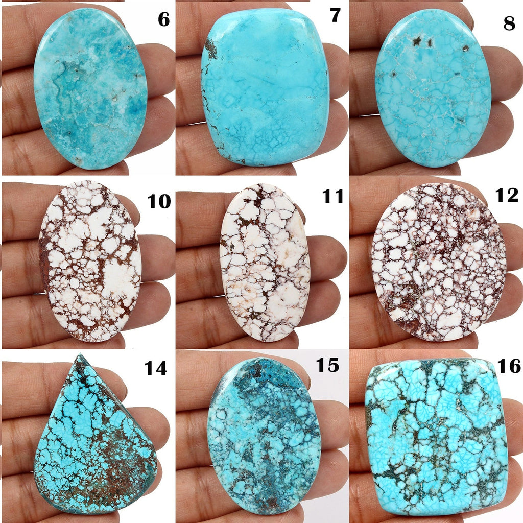AAA 1900 Ct Natural White Buffalo/Blue Turquoise Designer Mix Cabochon Gemstones