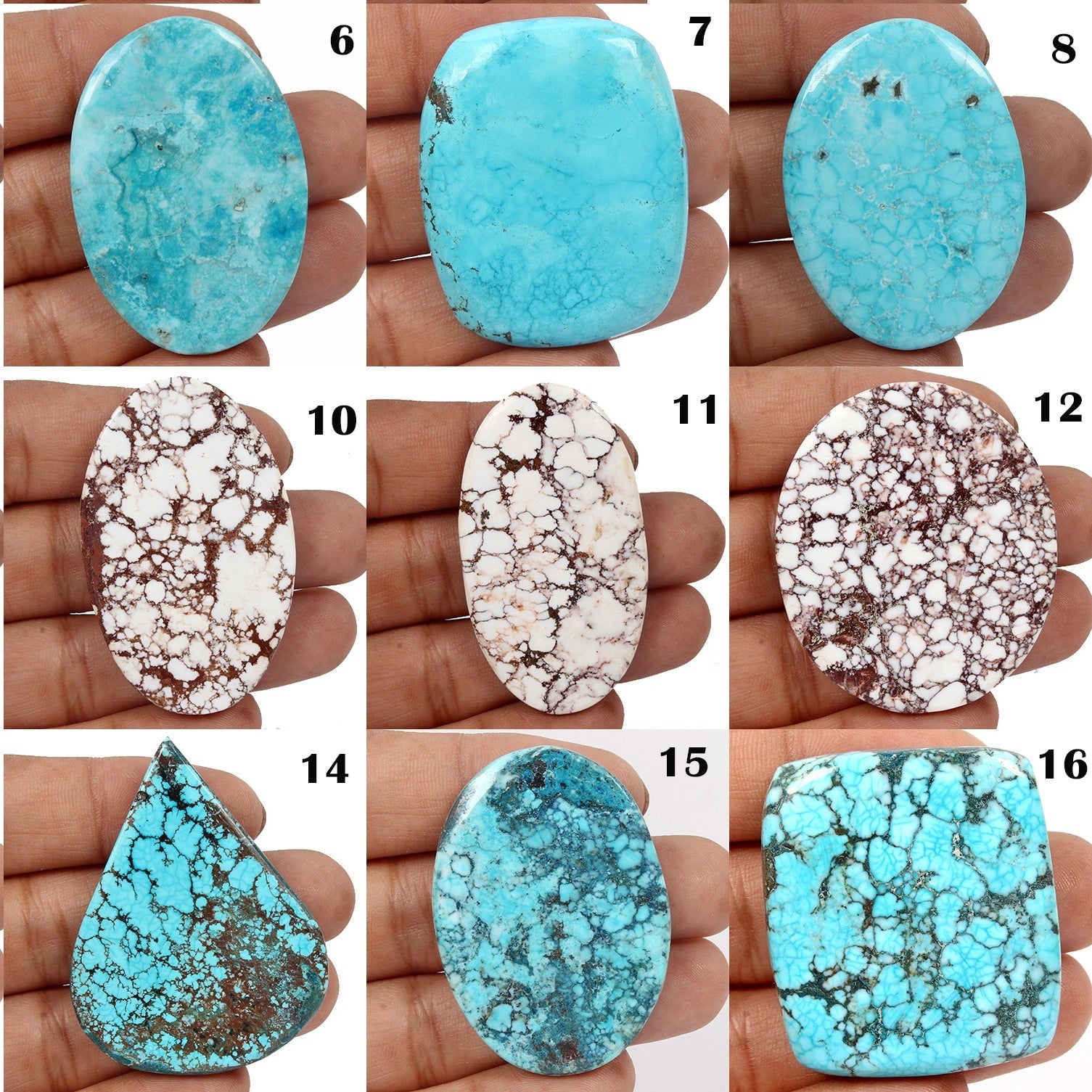 AAA 1900 Ct Natural White Buffalo/Blue Turquoise Designer Mix Cabochon Gemstones