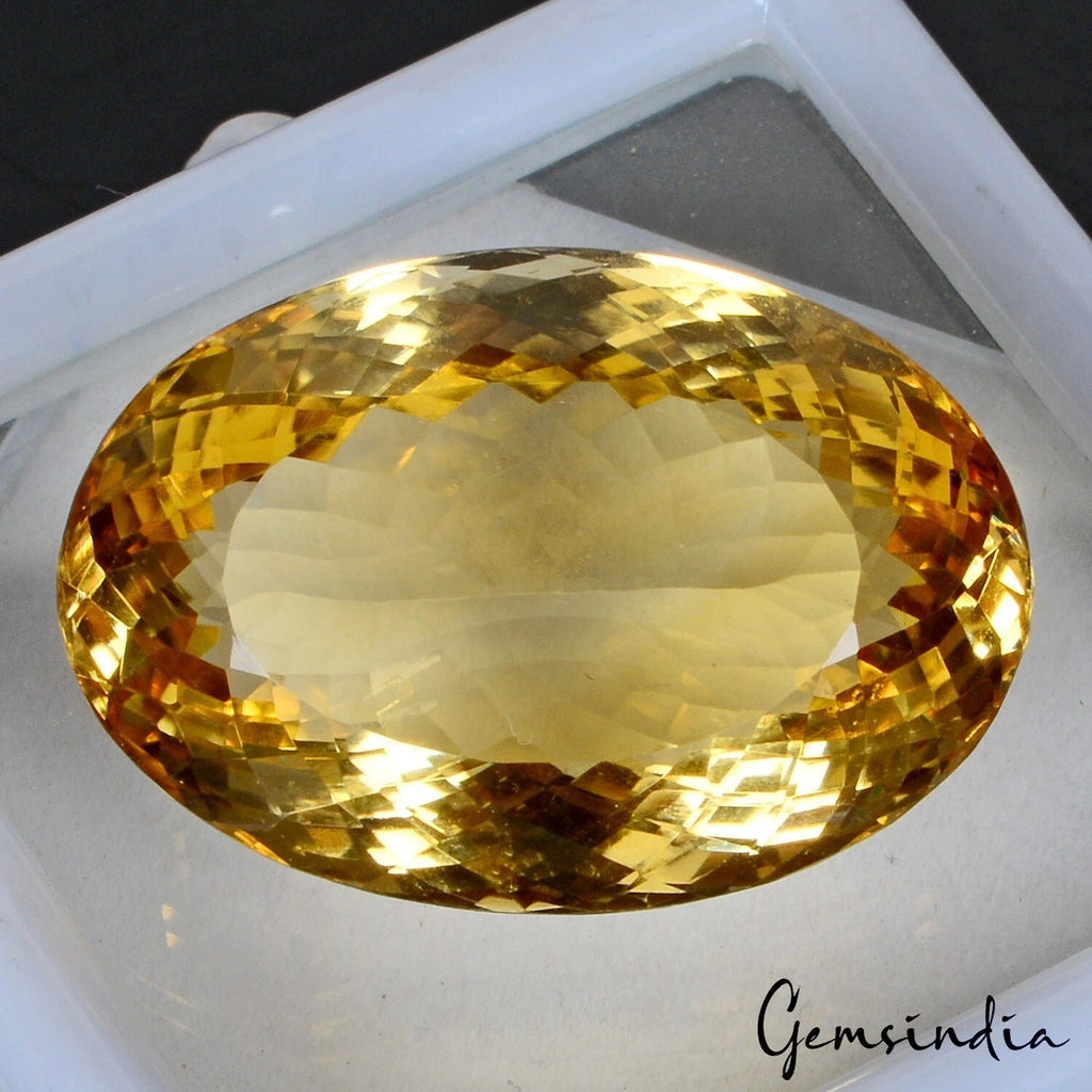Certified 71.20 Cts Natural Untreated Brazilian Yellow Citrine Oval Precious Gem