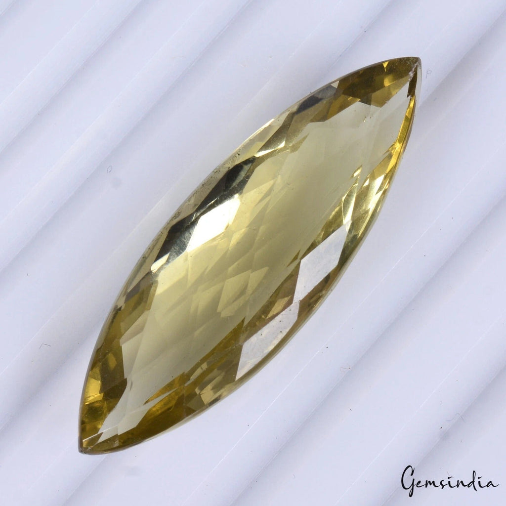 32.80 Cts Natural Untreated Brazilian Citrine Marquise Checker Cut Gems For Ring