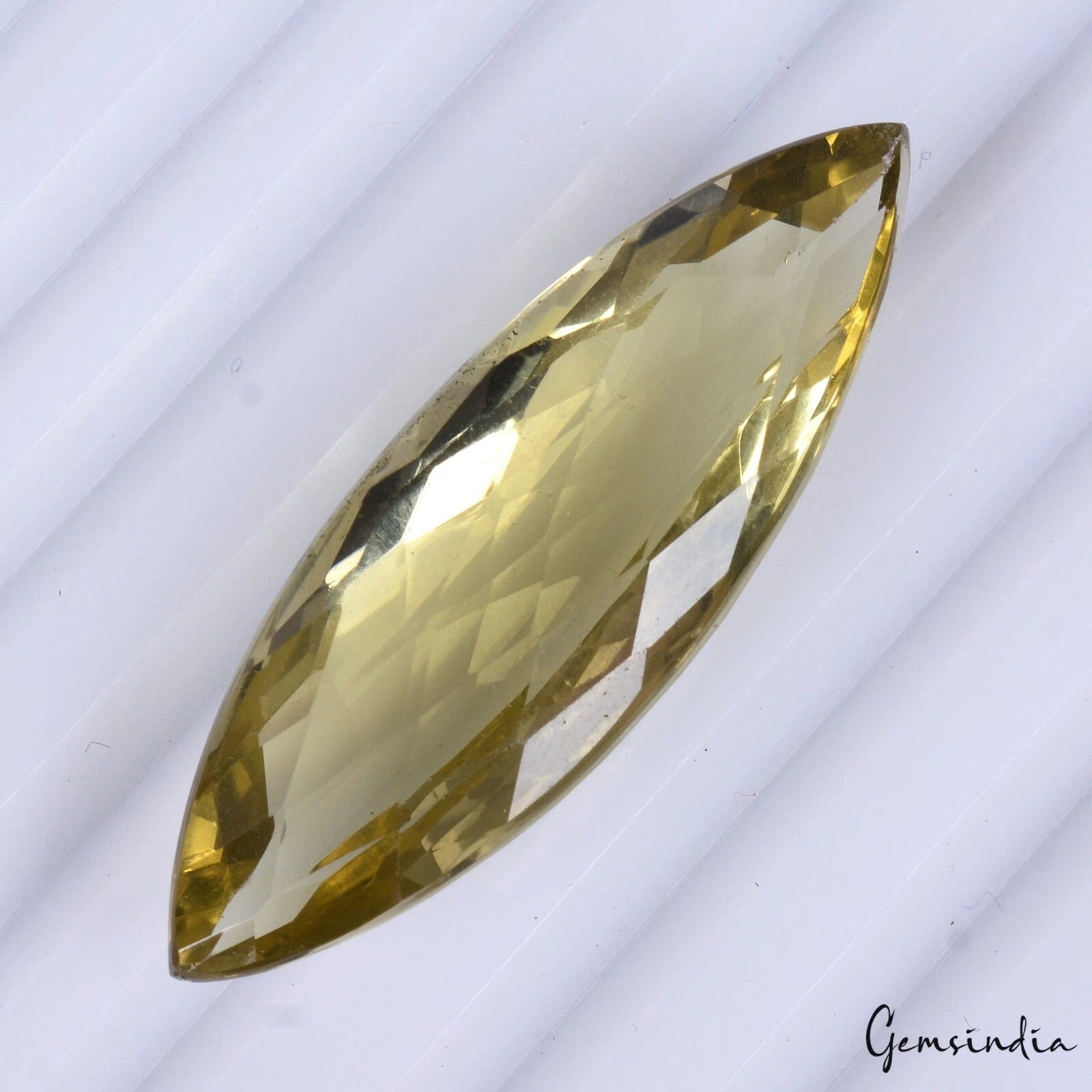 32.80 Cts Natural Untreated Brazilian Citrine Marquise Checker Cut Gems For Ring
