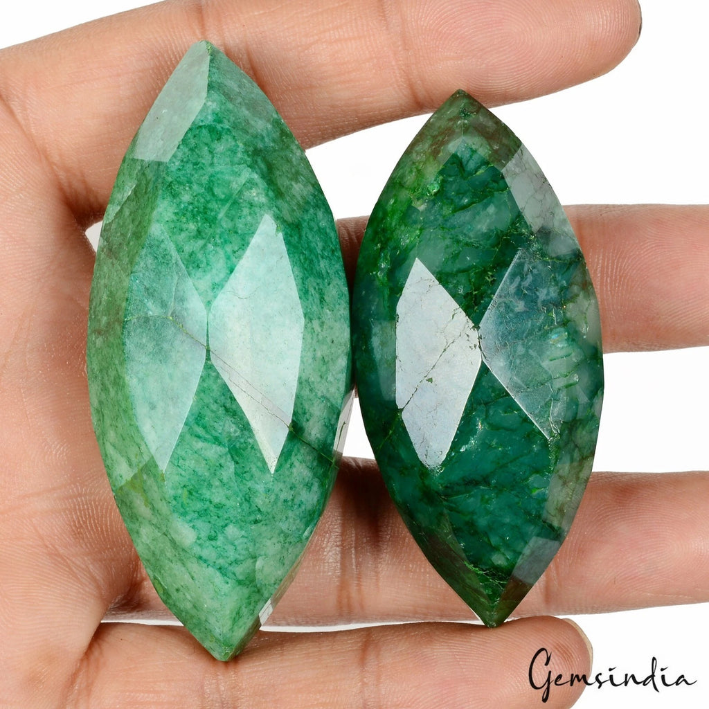 Emerald Lot, Loose Gemstone, Color Enhanced, Green — 2 Pieces, 60mm to 69mm, 640 Ct, Brazil
