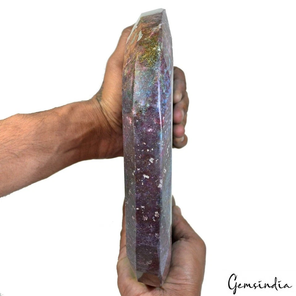 Huge 4.27Kg Natural Untreated Bi Color Ruby Kyanite Oval Faceted Museum Size Gem