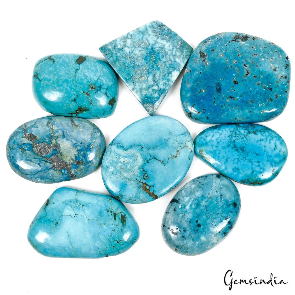 640 Ct/8 Pcs Natural Spiderweb Blue Turquoise Mix Loose Wholesale Gemstone Lot