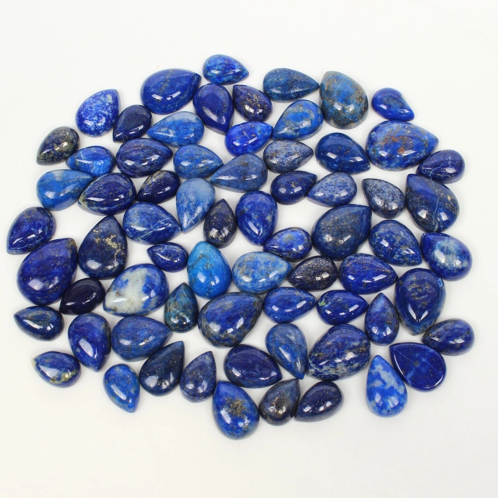 370 Cts Natural Blue Lapis Lazuli Gold Pyrite Mix Cabochon Loose Gems Lot 68 Pcs