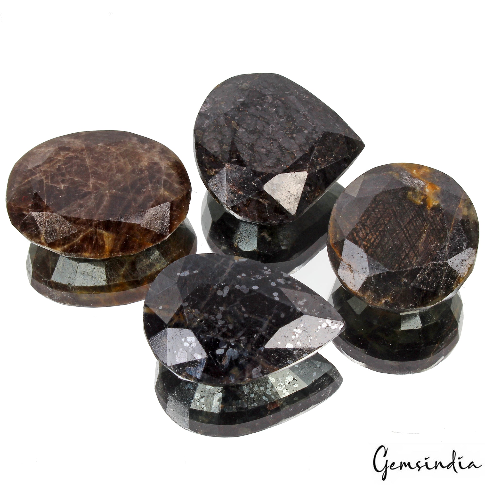 Sapphire Lot, Loose Gemstone, Untreated, Black — 4 Pieces, 30mm to 37mm, 600 Ct