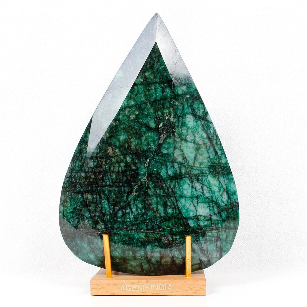 2Kg Natural Brazilian Bottle Green Emerald Pear Faceted Cut Museum Size7.25" Gem