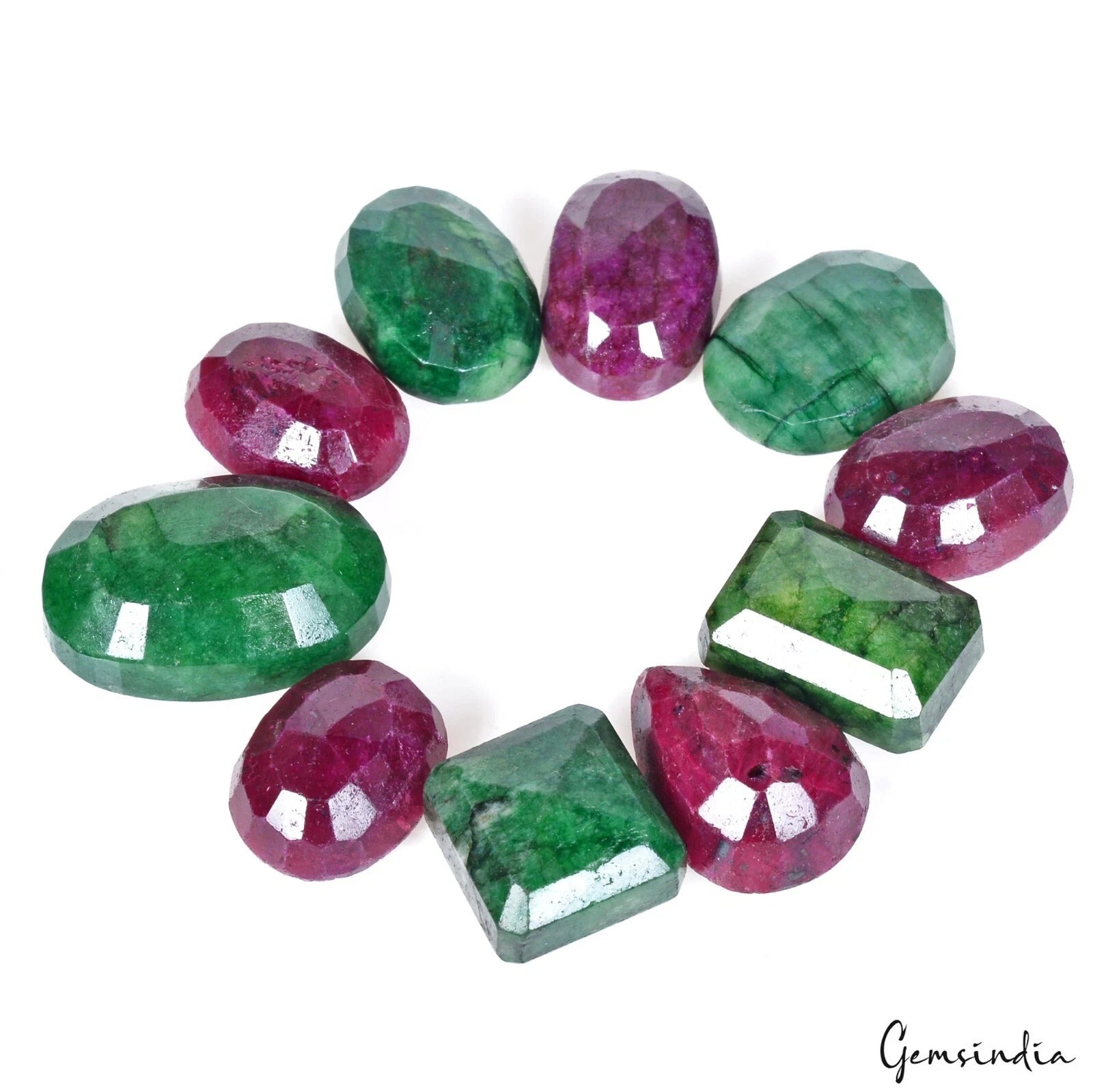 Ruby Lot, Loose Gemstone, Color Enhanced, Red — 10 Pieces, 21mm to 30mm, 380 Ct, Madagascar