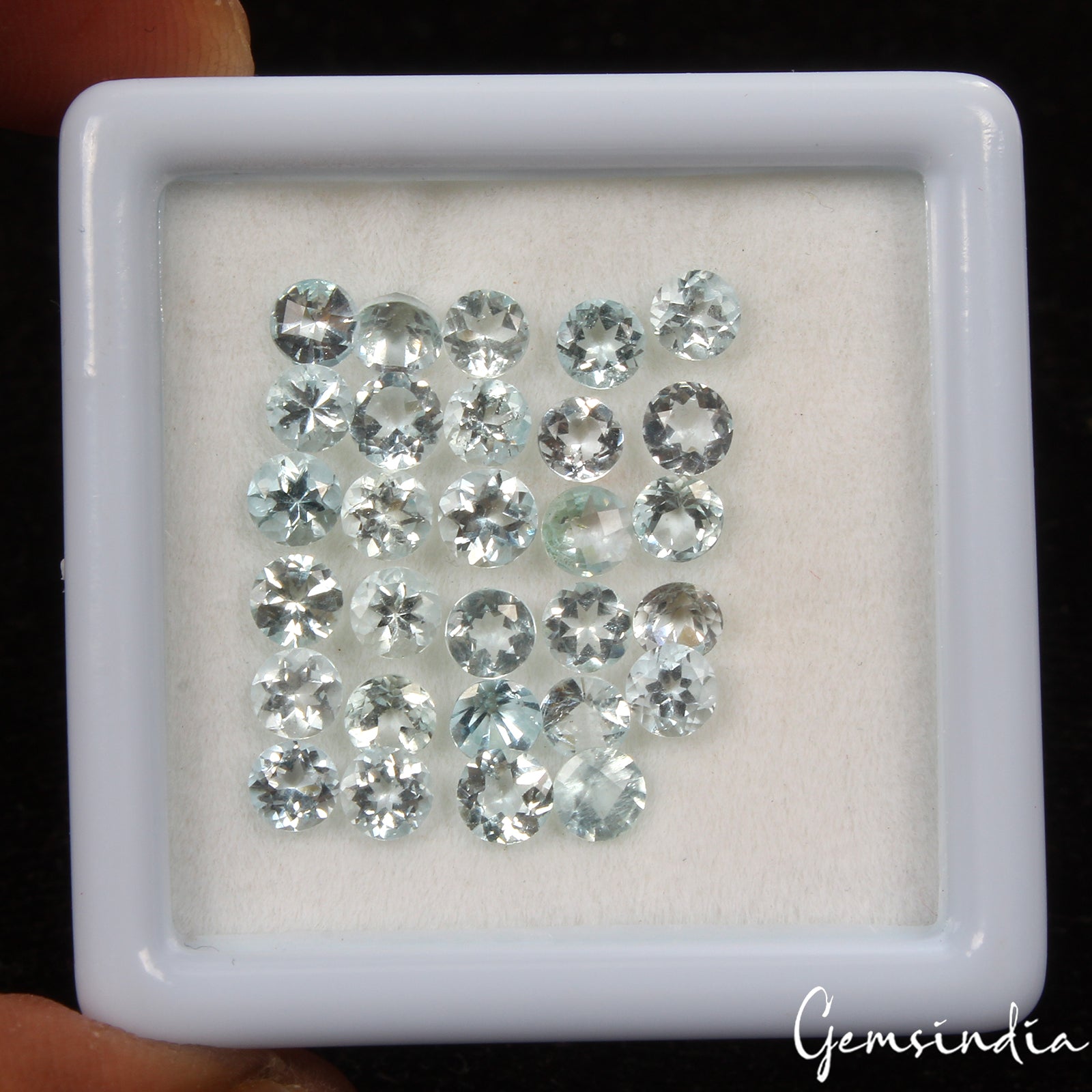 Round Cut Natural Unheated Nice Blue Aquamarine 6.60Ct 4mm 29 pcs Gemstones Lot