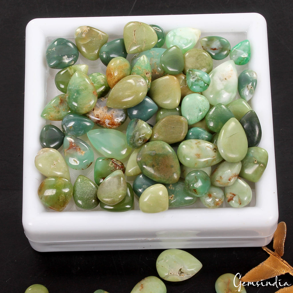 Untreated 127.40 Ct Natural Green Apple Australian Chrysoprase 69 Pcs Gemstone