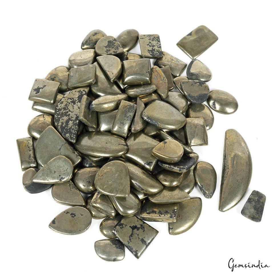 1530 Ct Natural Untreated Gold Pyrite Mix Cab Loose Gems Lot 85 Pcs For Jewelry