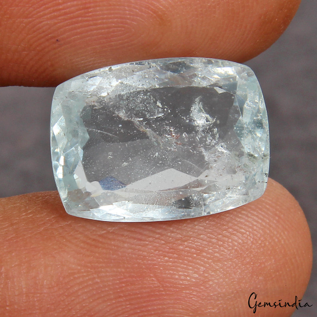 14 Ct Natural Untreated Breath Taking Blue Aquamarine Cushion Cut Loose Gemstone
