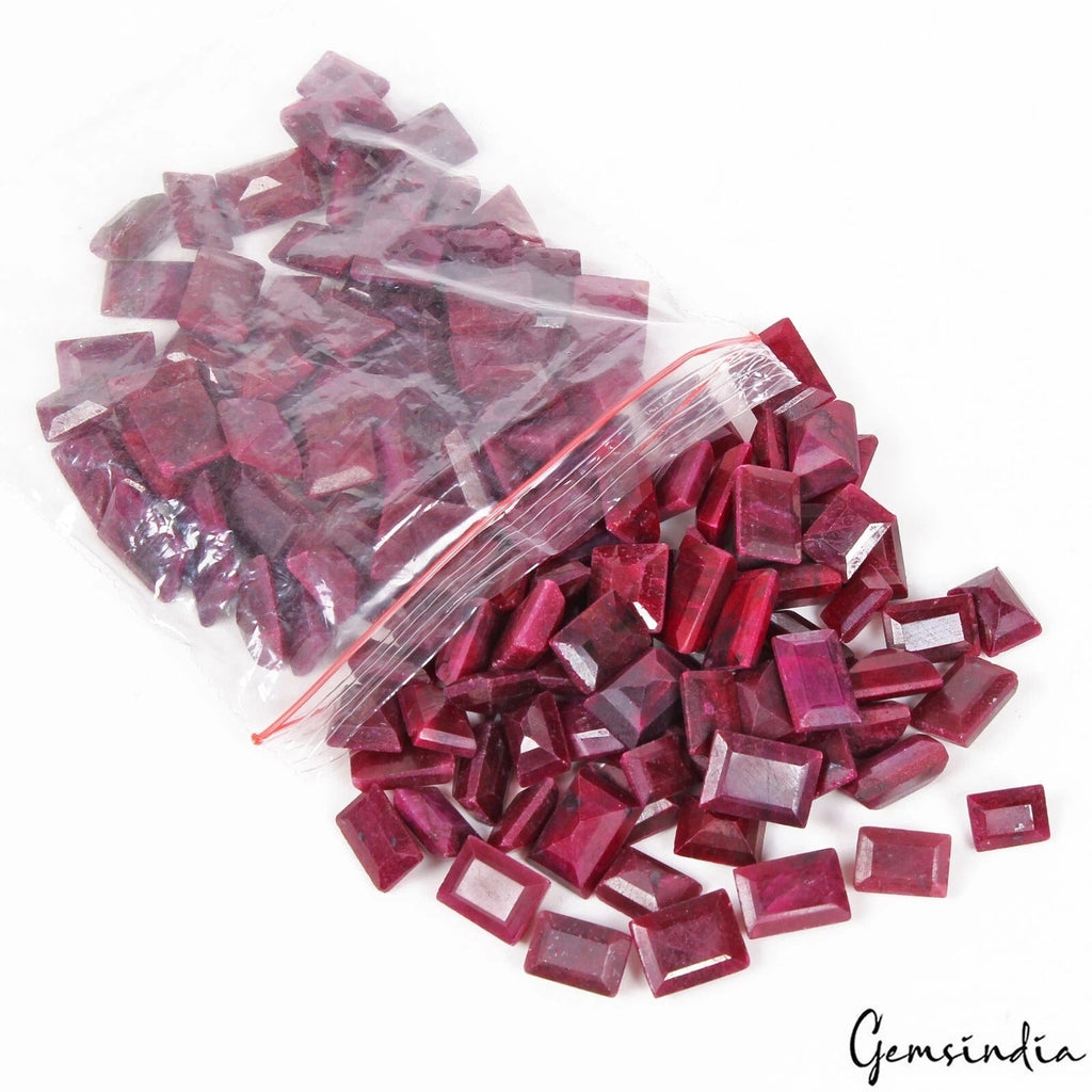 132 Pcs~Natural Red Ruby Loose Baguette Cut Ring Size Loose Gemstones~1540 Ct
