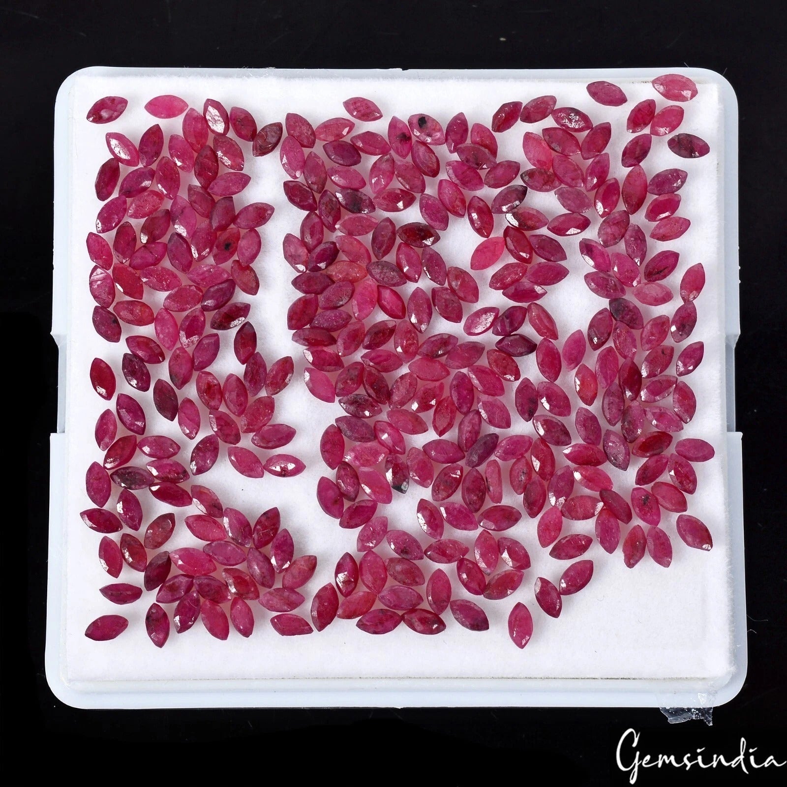 35 Cts/292 Pcs Natural Red Ruby Marquise Calibrated 4x2mm Loose Wholesale Gems
