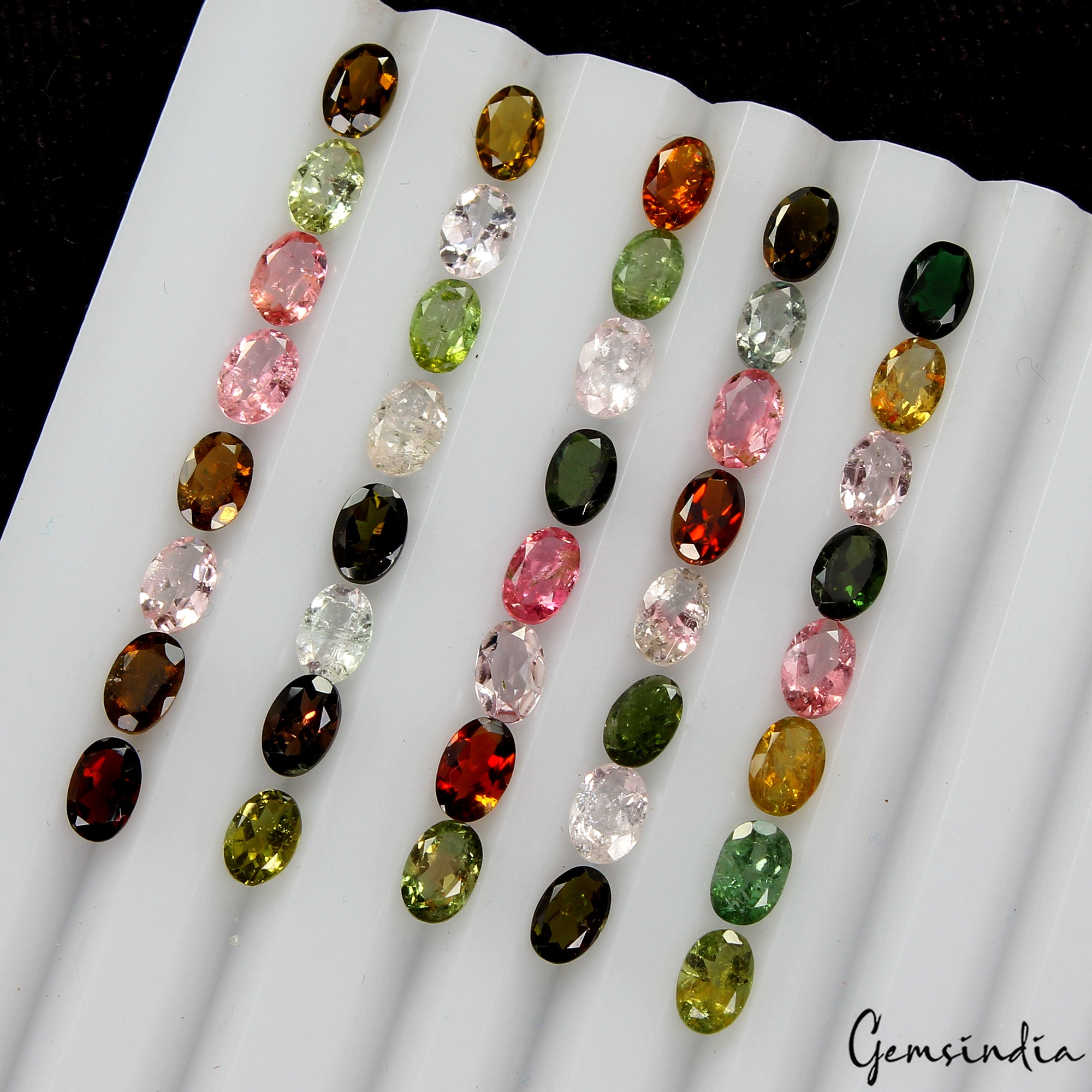 16.60 Ct/40 Pcs Natural Untreated Multi Color Tourmaline Oval Calibrated Gem Lot