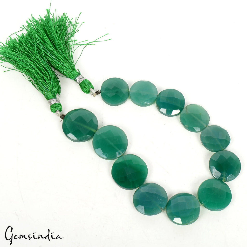 143.70 Cts/12 Pcs Natural Untreated Green Onyx Round Cut Drilled Bead Strand 8"