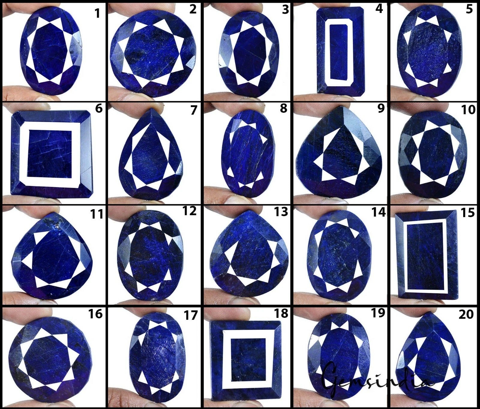 Blue Sapphire Lot, Loose Gemstone, Color Enhanced — 20 Pieces, 34mm to 49mm, 5022.79 Ct, Madagascar