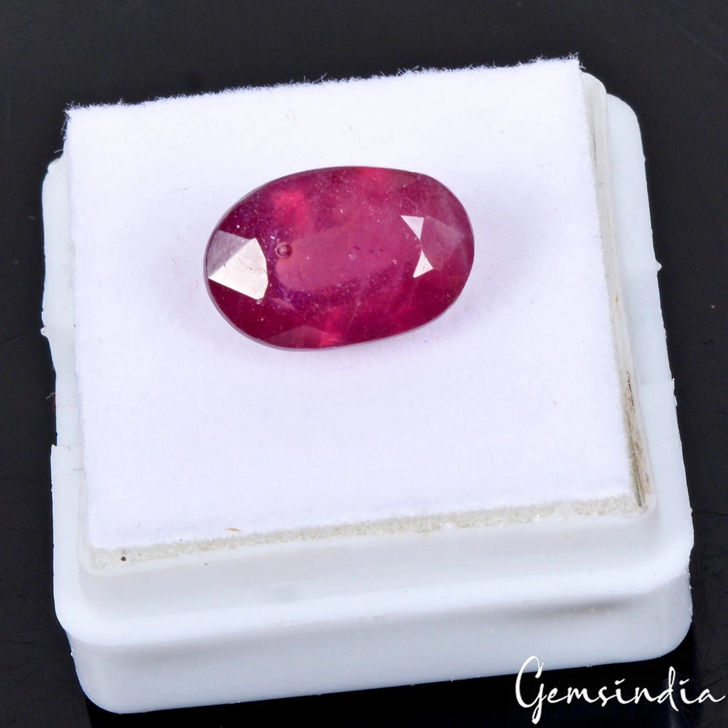 Ruby Loose Gemstone, Heated, Red — 12x8x6 mm, 6.80 Ct, Mozambique