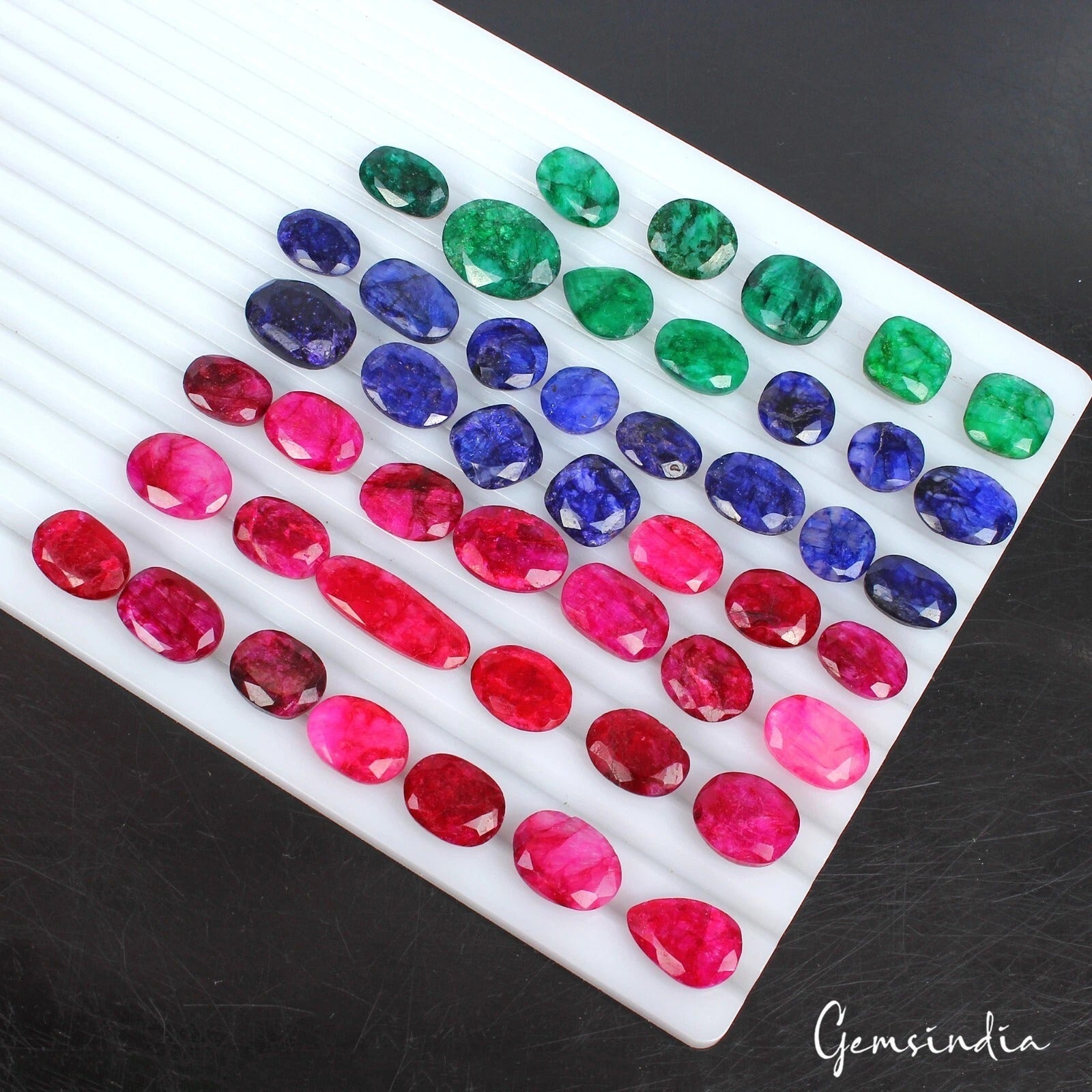 Natural Blue Red Beryl & Emerald Mix Faceted Wholesale Gems Lot 420 Ct/ 47 Pcs