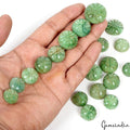 550 Ct Natural Green Emerald Loose Floral Round Carved Gemstone Lot For Jewelry