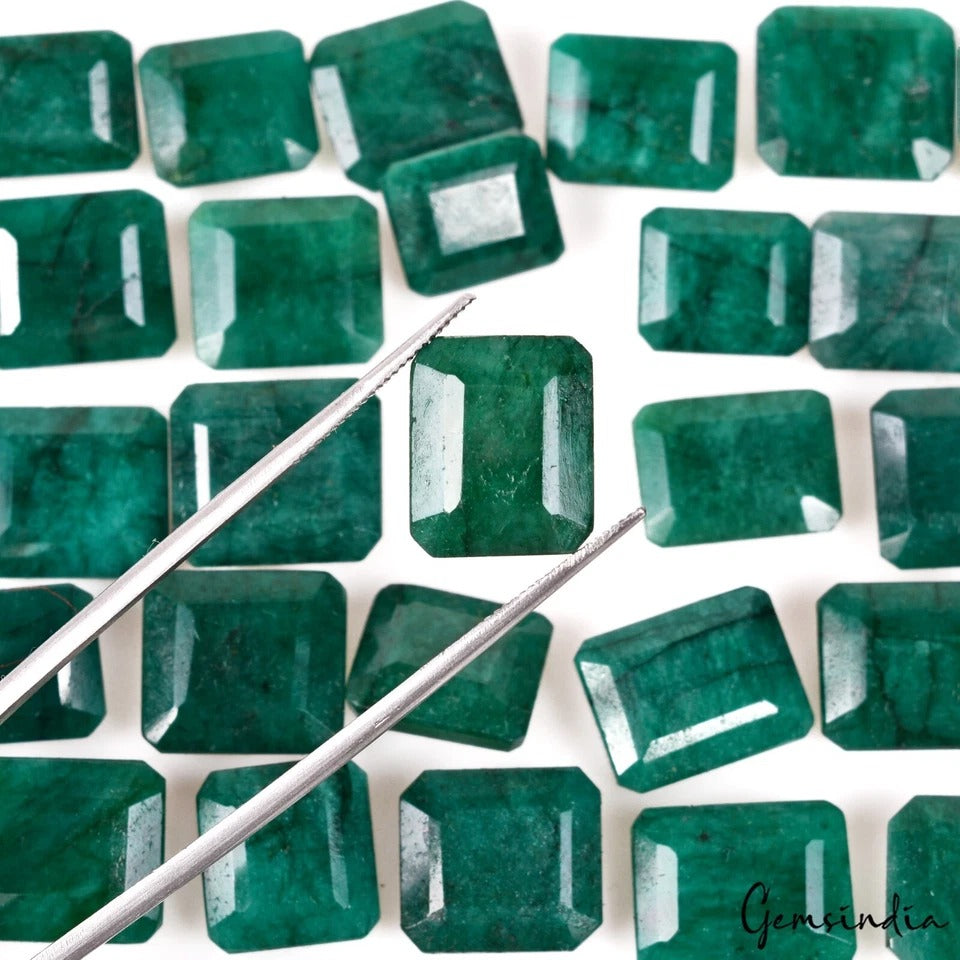 Emerald Lot, Loose Gemstone, Color Enhanced, Green — 37 Pieces, 10mm to 15mm, 300 Ct, Brazil