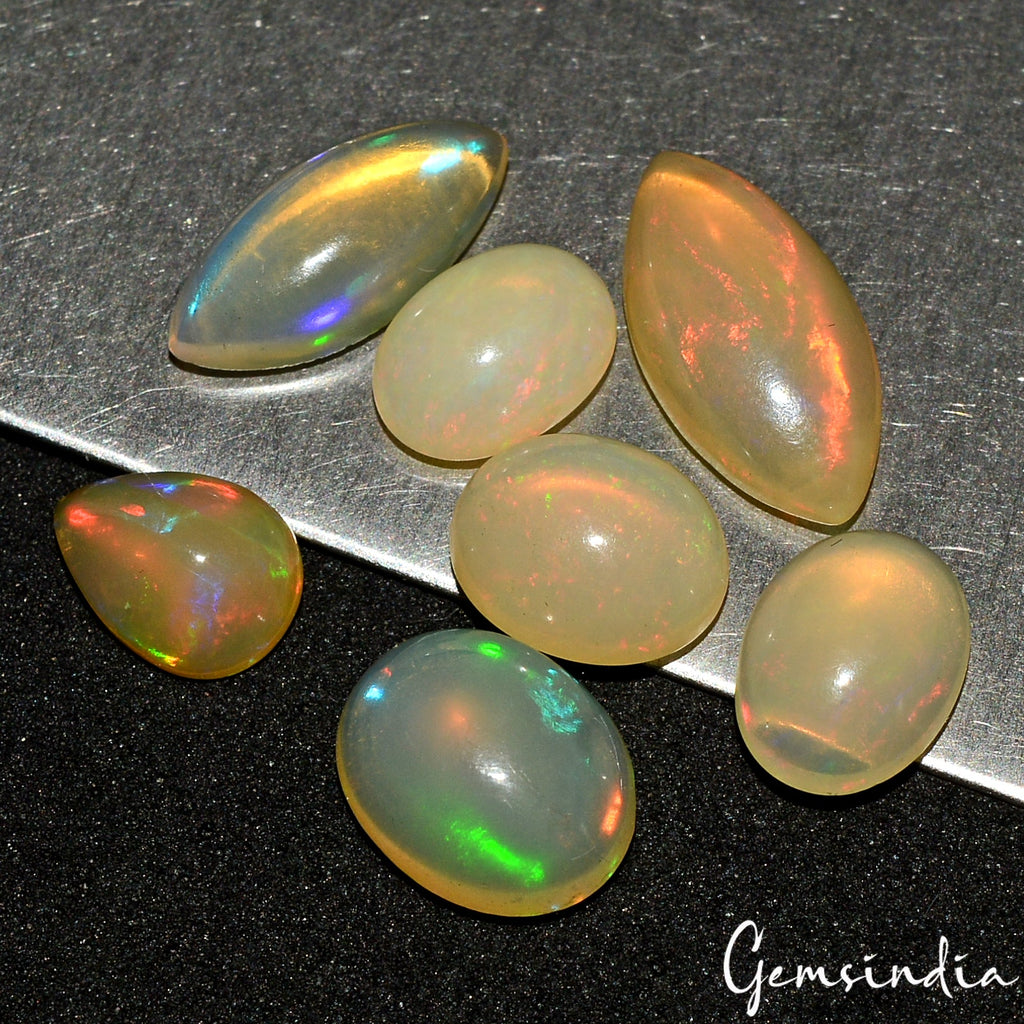 7.60 Ct Natural Untreated Welo Opal Multi Shine Mix Cabochon Loose Gemstone Lot