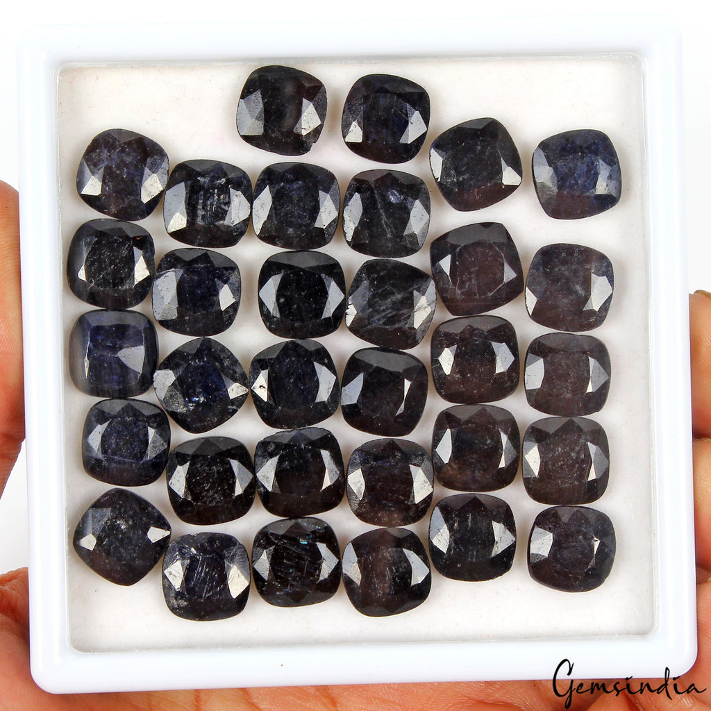 32 Pcs Natural Blue Sapphire Cushion Faceted Cut Loose Calibrated 12mm Gemstones