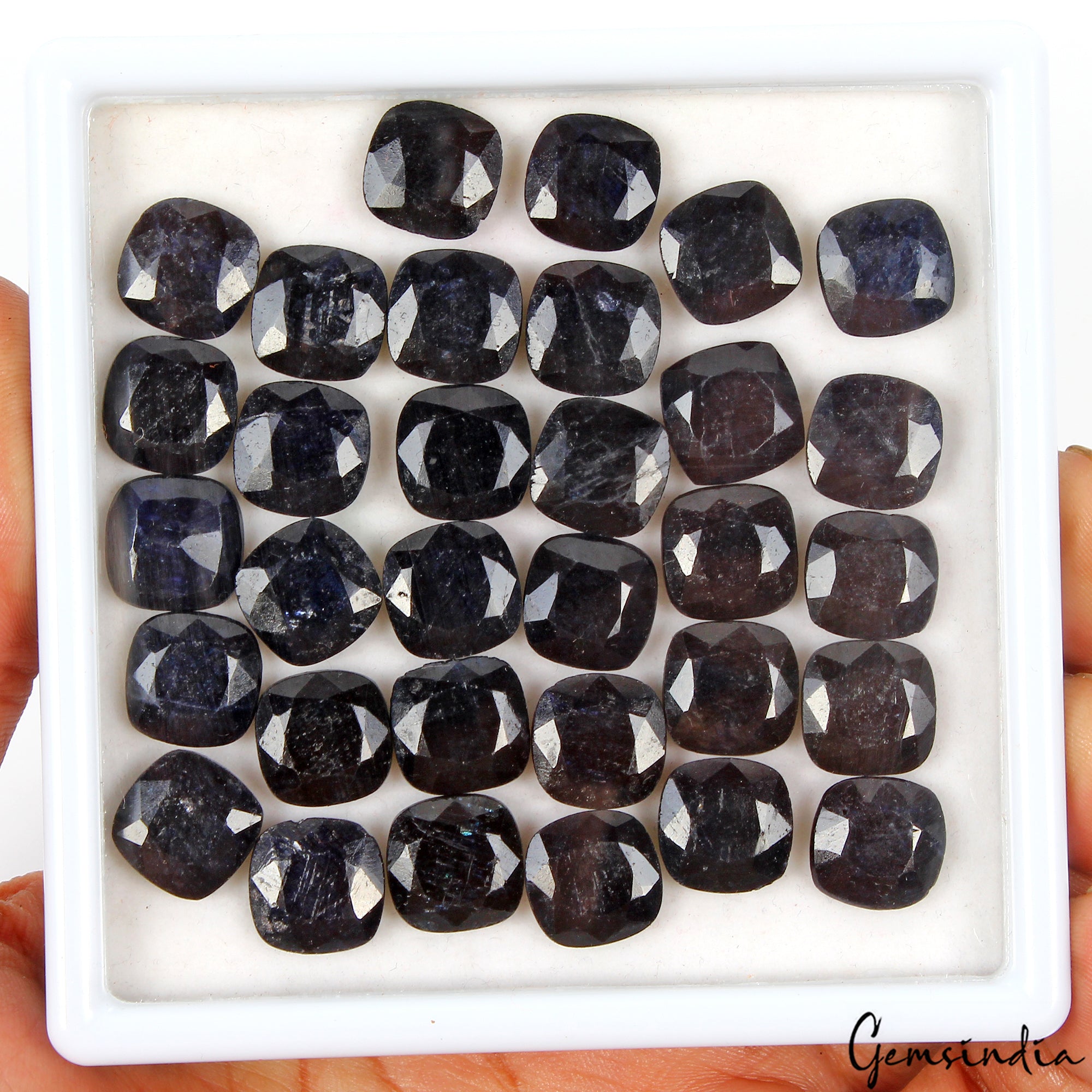 32 Pcs Natural Blue Sapphire Cushion Faceted Cut Loose Calibrated 12mm Gemstones