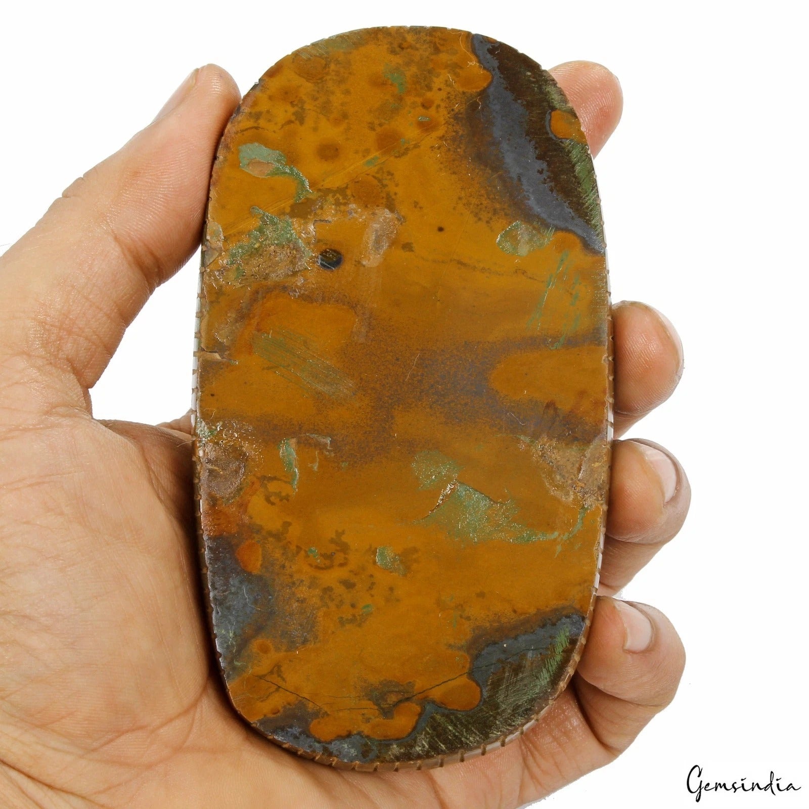 Tiger Eye Carving, Oval Carved, Yellow — 115 x 65 x 20mm, 1730 Ct