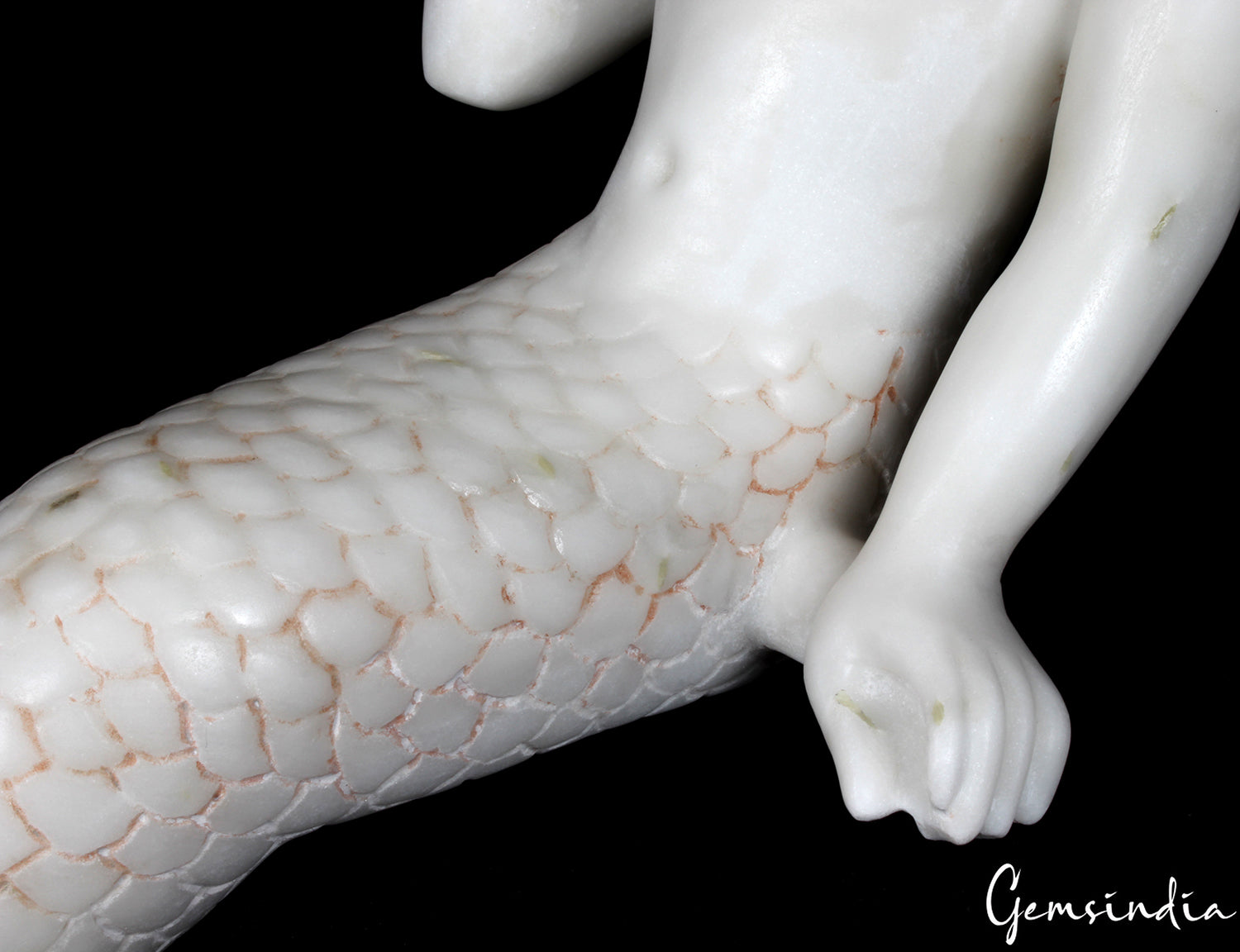 Large White Marble Mermaid Hand Carved Figurine Statue 29.5 inch Tall /17.4 kilo