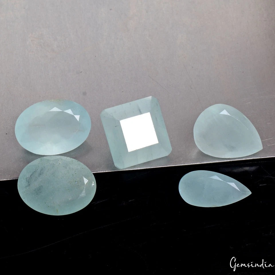 46.40 Ct Natural Blue Aquamarine Mix Cut Loose 14-17mm Unheated Gemstones Lot