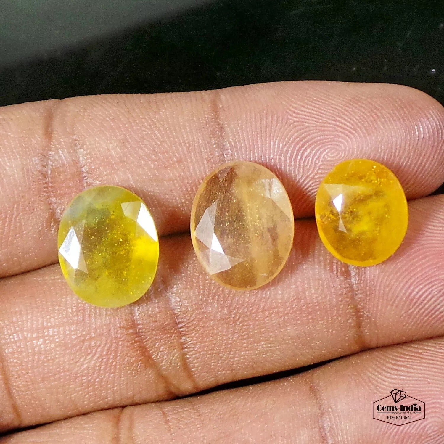 Yellow Sapphire Lot, Loose Gemstone, Oval Cut, Untreated — 3 Pieces, 11mm to 14mm, 25.20 Ct, Sri Lanka